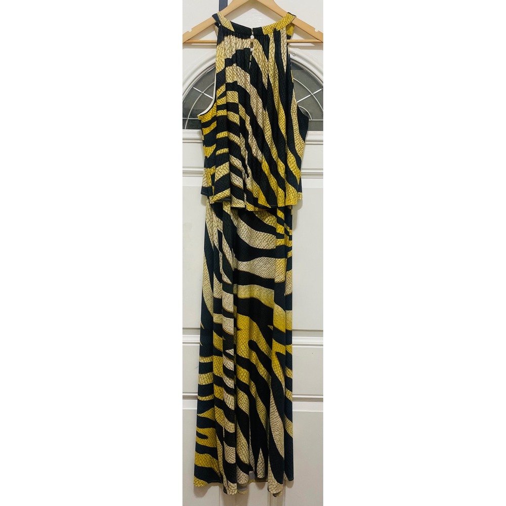 Chico's Maxi Dress Zebra‎ Print Halter Neck Sleeveless Party Dress Size 3 - Picture 3 of 4
